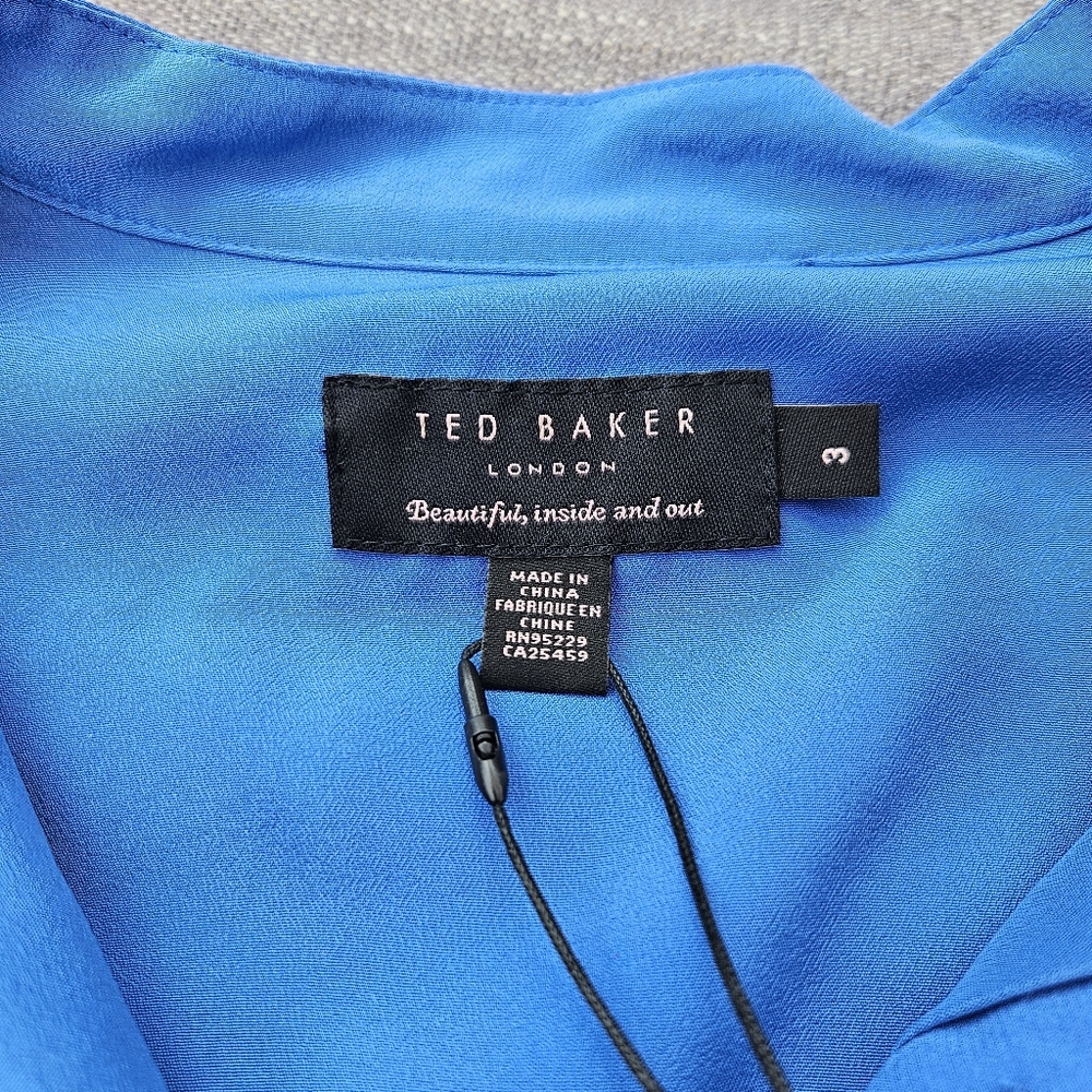 NWT TED BAKER Size 3 Cobalt Blue Gusadi Silk Dress - Picture 9 of 16